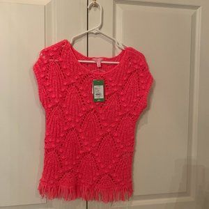 Lilly Pulitzer XS shell out crochet colony coral  top